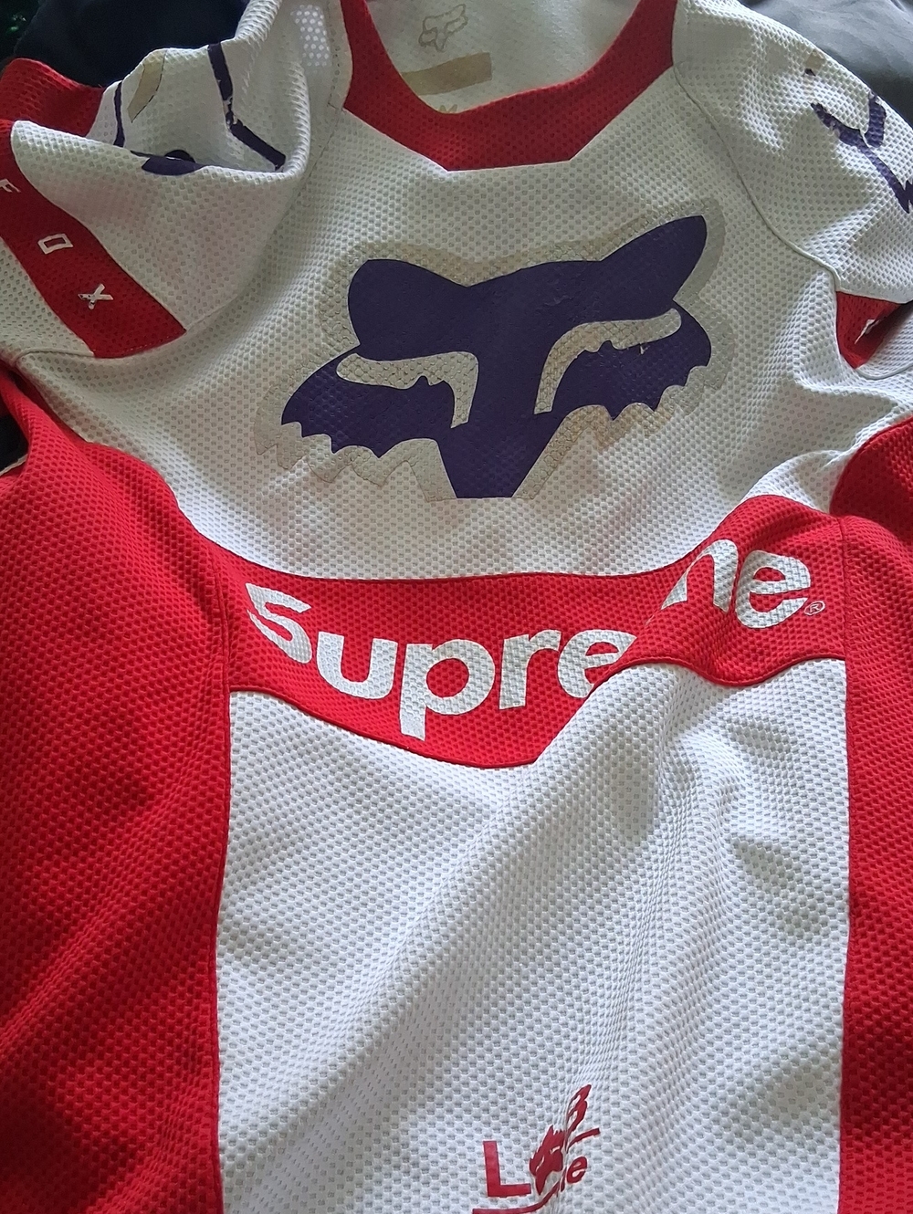 Supreme Fox Red, White & Purple Mesh Jersey